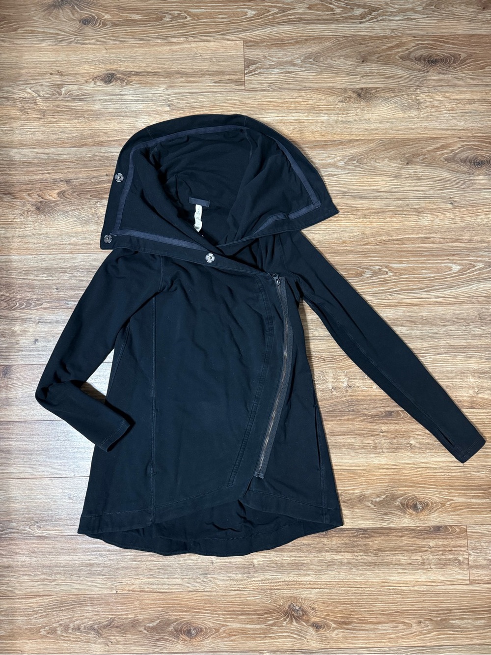 lululemon athletica Black Asymmetrical Zip Hooded Jacket